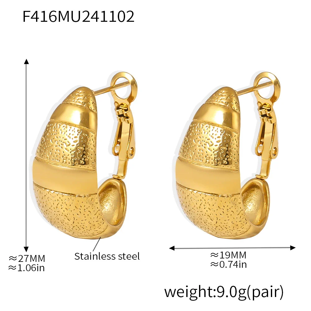 Wholesale Women's Light Luxury Geometric Stainless Steel Crescent Earrings 18K Gold Plated - Image 6