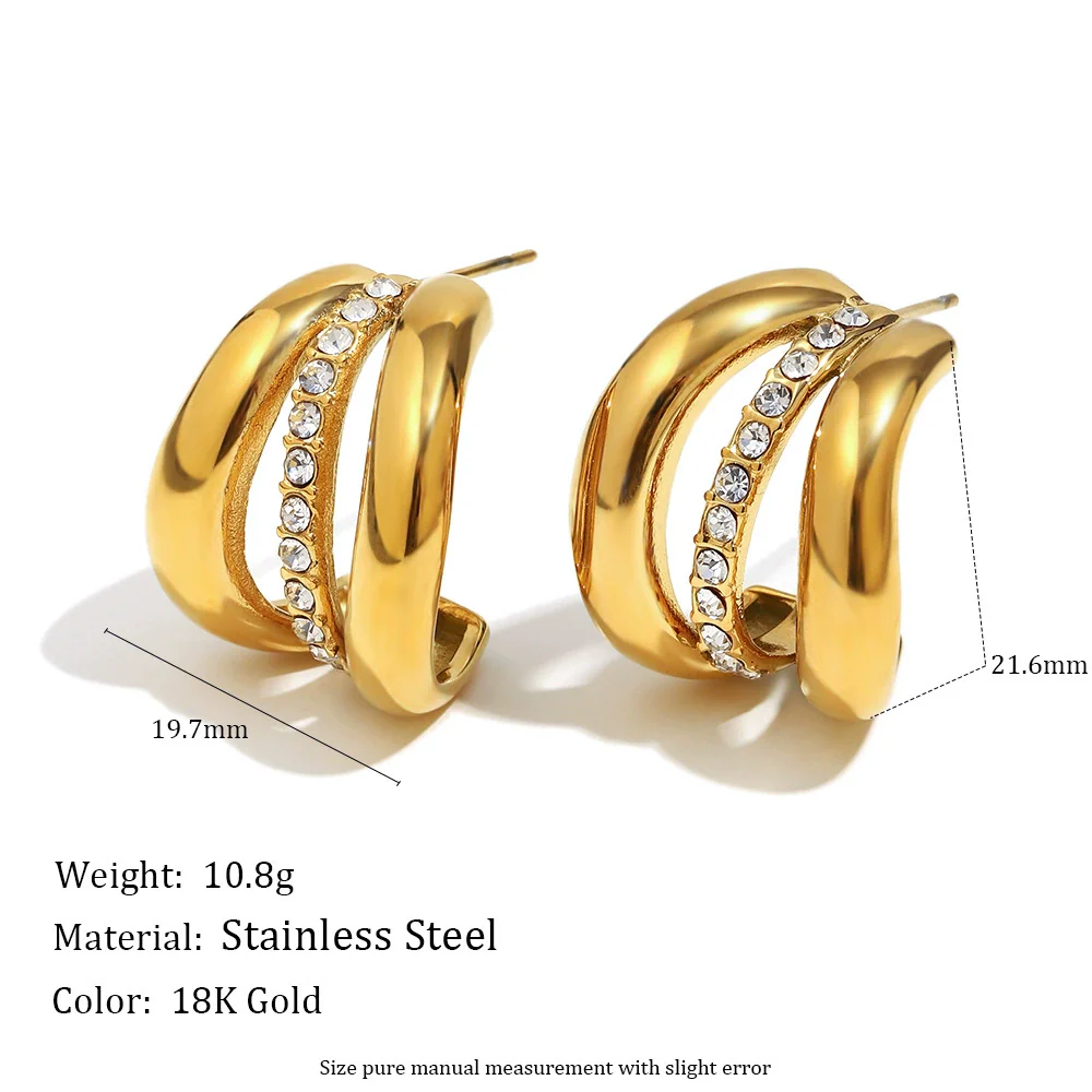 Wholesale Women's Light Luxury Geometric Stainless Steel Electroplated 18K Gold Earrings - Image 2