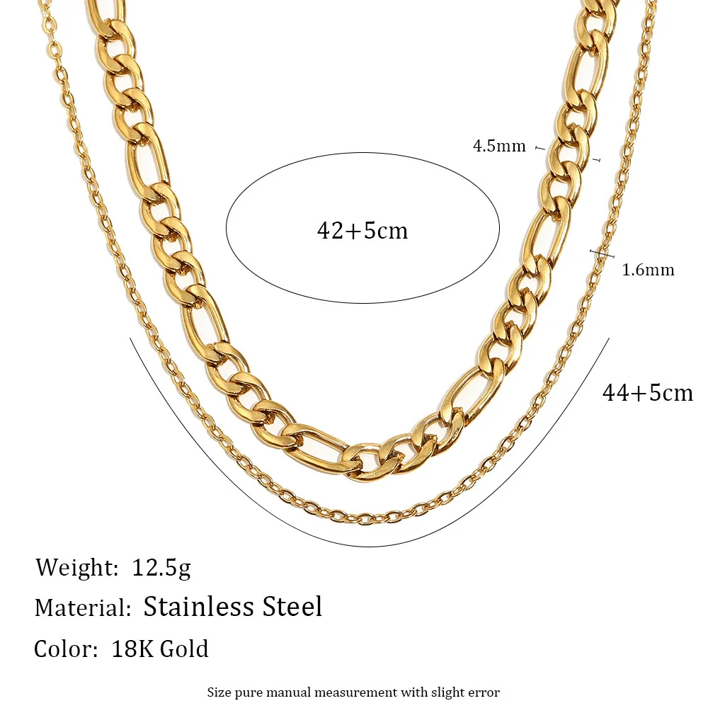 Wholesale Women's Light Luxury Geometric Stainless Steel Electroplated Doublelayer Necklace - Image 2