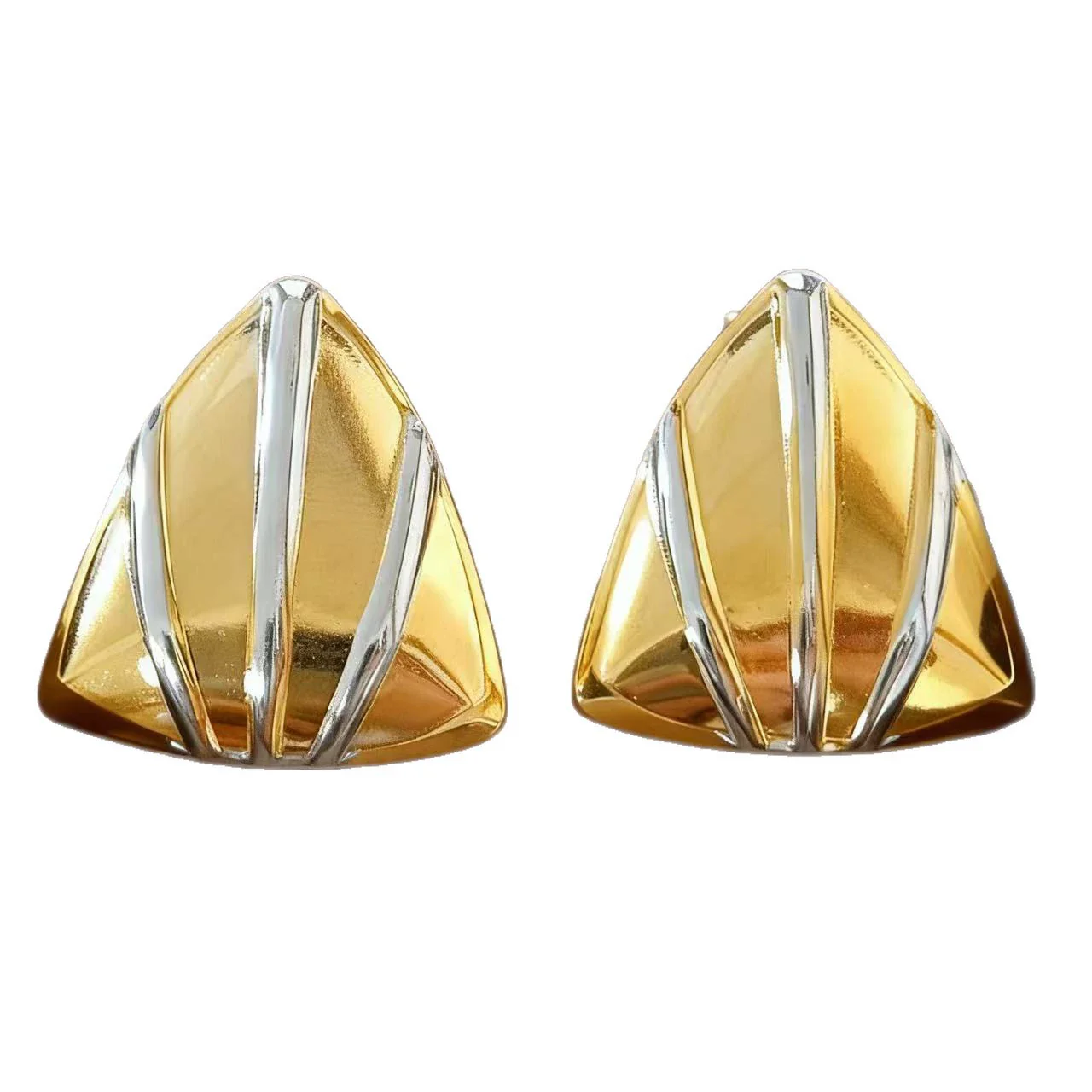 Wholesale Women's Light Luxury Geometric Stainless Steel Electroplated Triangle Earrings - Image 5