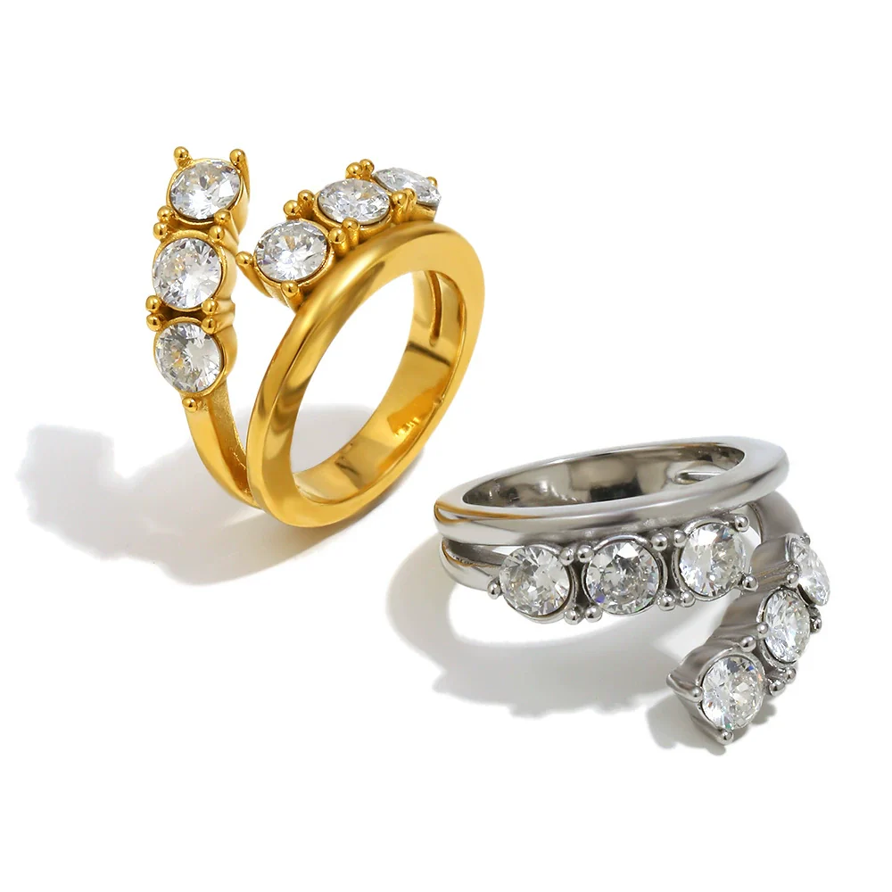 Wholesale Women's Light Luxury Geometric Stainless Steel Vacuum Plated Ring Jewelry - Image 5