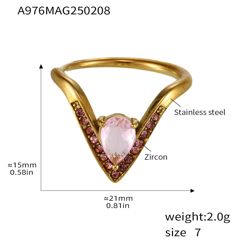 Wholesale Women's Light Luxury Geometric Titanium Steel Electroplated Ferris Wheel Vshaped Adjustable Ring - Image 7