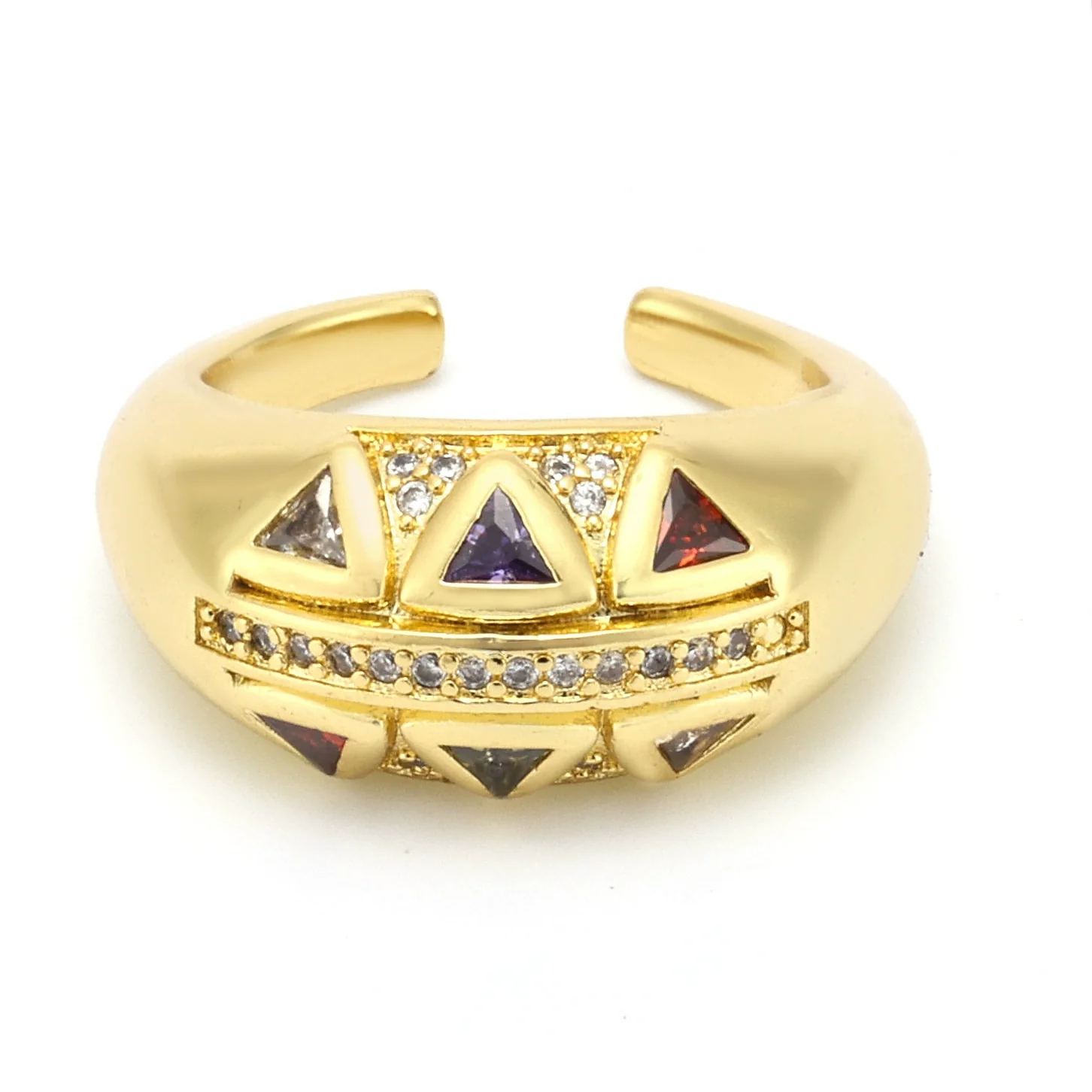 Wholesale Women's Light Luxury Geometric Triangle Inlaid Zircon Opening Ring Made Of Titanium Steel With Electroplating - Image 5
