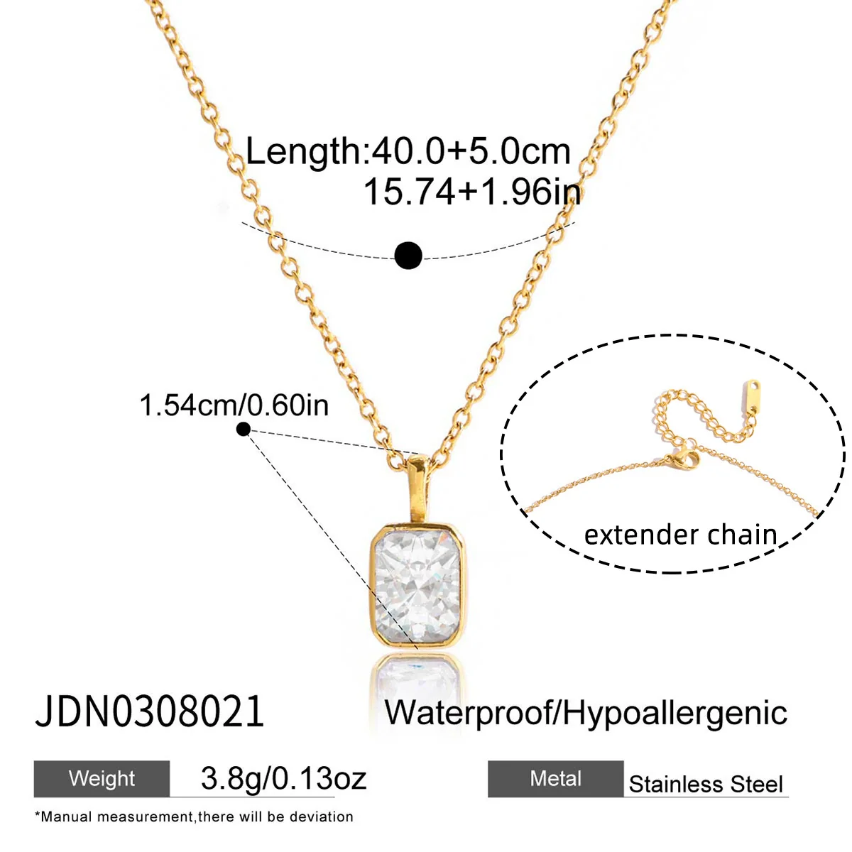 Wholesale Women's Light Luxury Geometric Zircon Stainless Steel Electroplated Necklace - Image 5