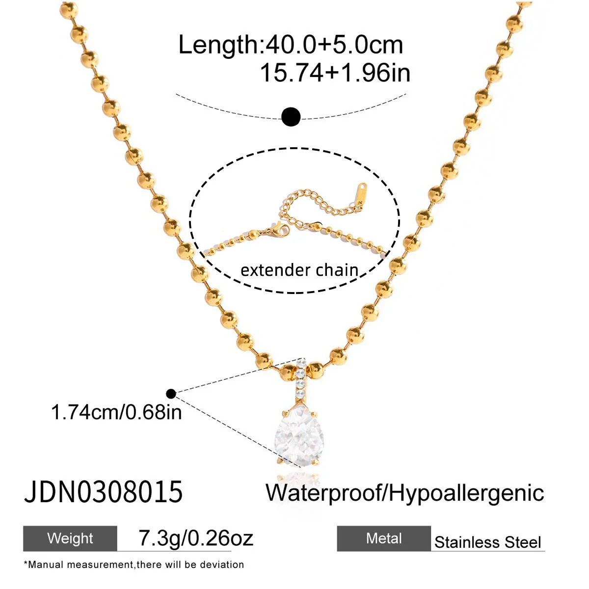 Wholesale Women's Light Luxury Geometric Zircon Stainless Steel Electroplated Necklace - Image 9
