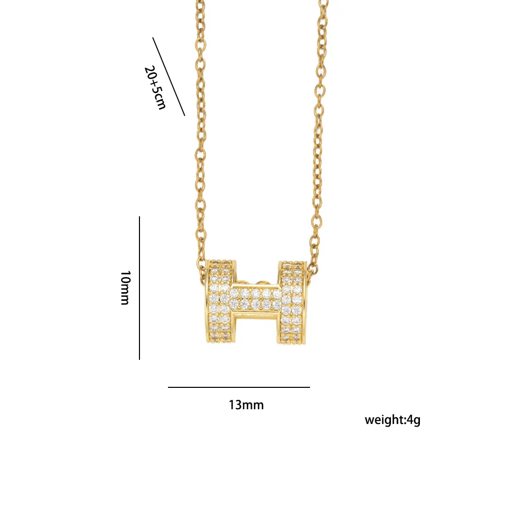 Wholesale Women's Light Luxury Gold Plated Copper And Zircon O Word Chain Necklace With Letter Number Text Shape Pendant - Image 4