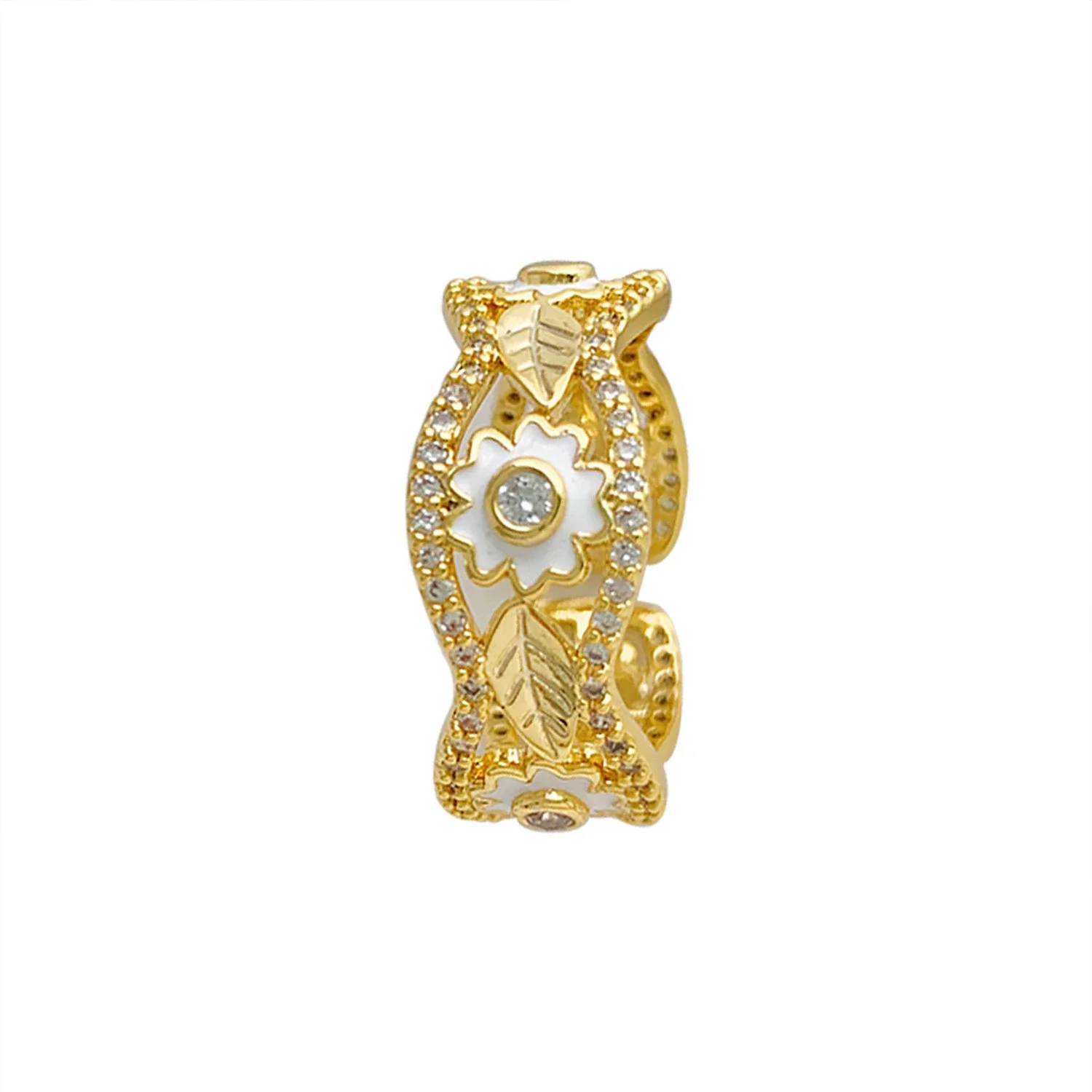 Wholesale Women's Light Luxury Highend Slightly Tipsy Camellia Copper Ring With Geometric And Flower Pattern Electroplating - Image 5