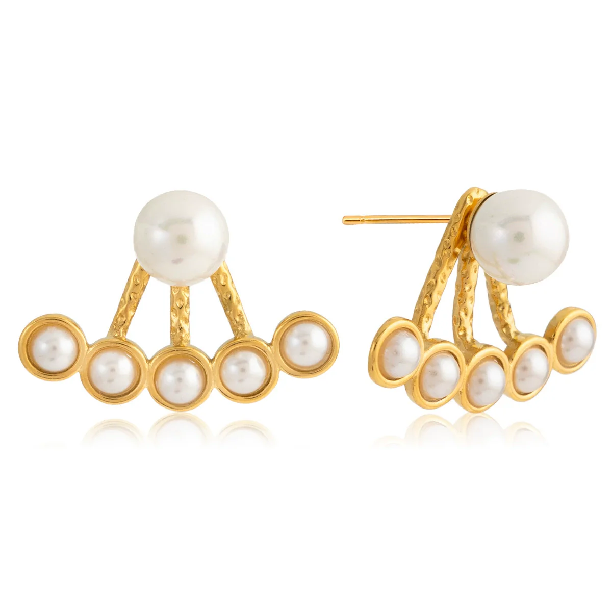 Wholesale Women's Light Luxury Minimalist Geometric Stainless Steel 18K Gold Electroplated Fanshaped Earrings - Image 5