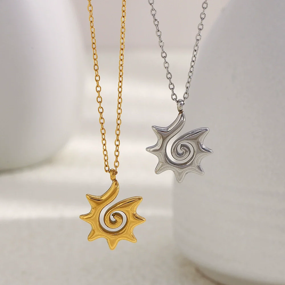 Wholesale Women's Light Luxury Minimalist Geometric Stainless Steel 18K Gold Plated Pendant Necklace