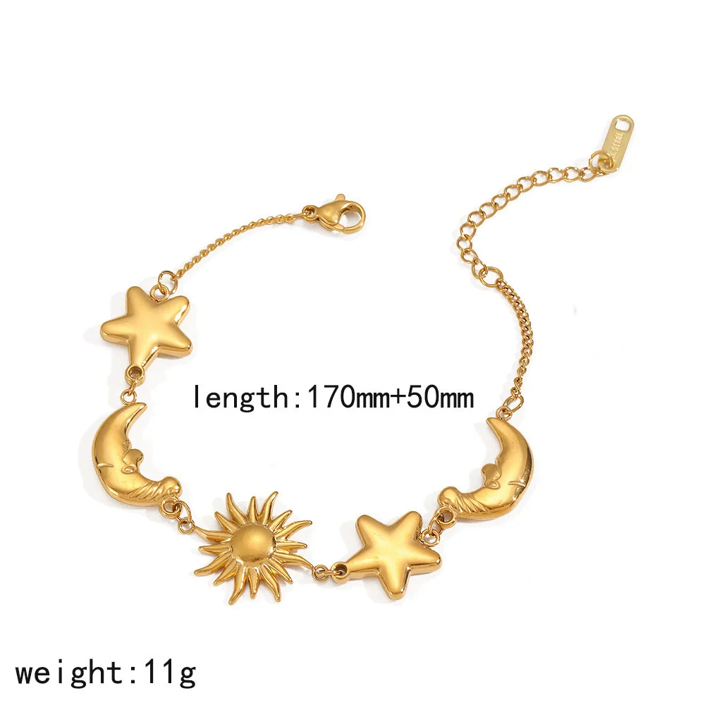 Wholesale Women's Light Luxury Minimalist Star Shape Real Gold Plated Stainless Steel Jewelry Set Necklace Bracelet - Image 8