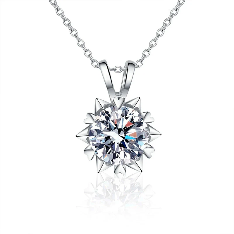 Wholesale Women's Light Luxury S925 Sterling Silver Heartshaped Moissanite Hexagram Pendant Necklace Set With Diamonds And Cross Chain - Image 2