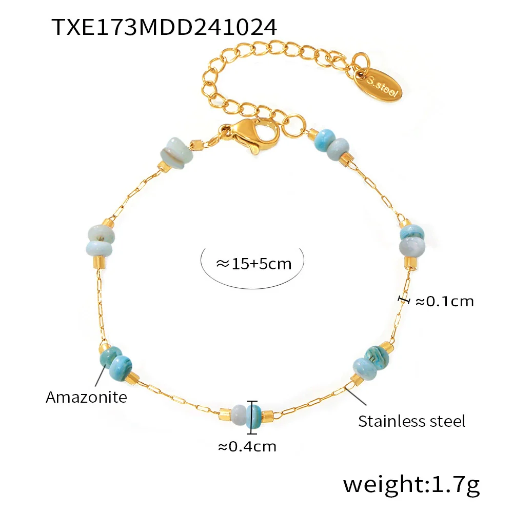 Wholesale Women's Light Luxury Stainless Steel Tianhe Stone Handmade Double Clavicle Necklace With Electroplating And Blade Chain Design - Image 6