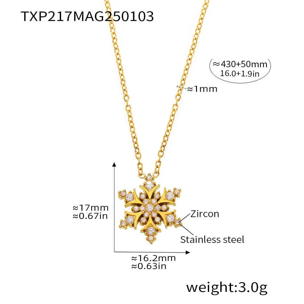 Wholesale Women's Light Luxury Stainless Steel Zircon Ferris Wheel Snowflake Handmade Electroplated Inlaid Necklace Earring Bracelet Set - Image 5