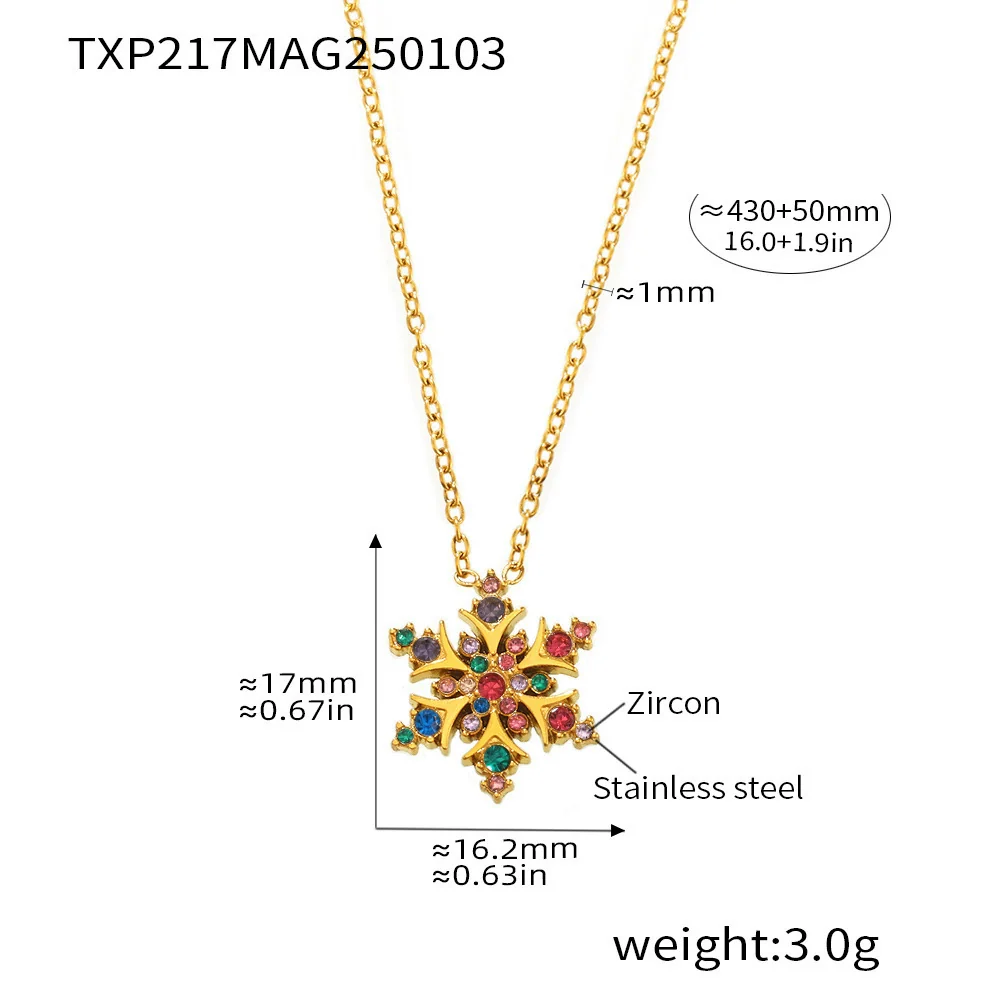 Wholesale Women's Light Luxury Stainless Steel Zircon Ferris Wheel Snowflake Handmade Electroplated Inlaid Necklace Earring Bracelet Set - Image 6