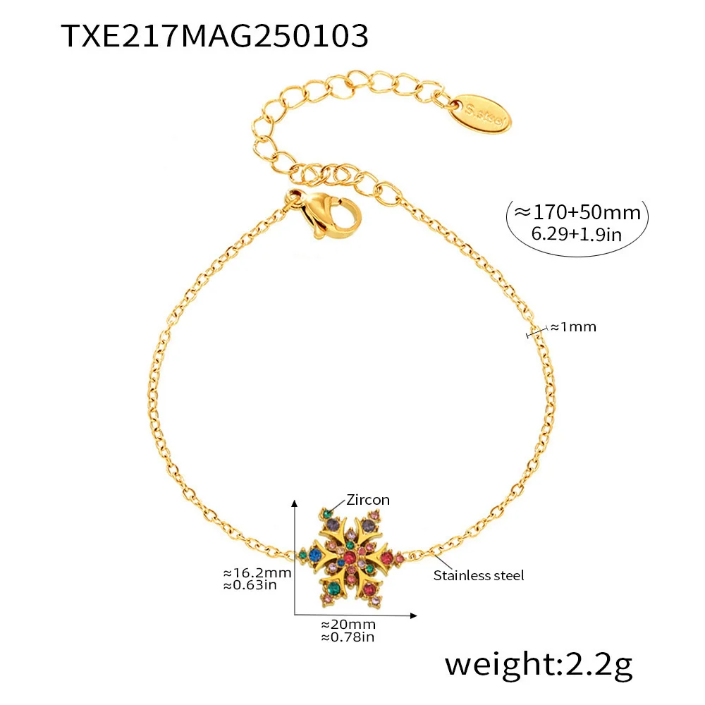 Wholesale Women's Light Luxury Stainless Steel Zircon Ferris Wheel Snowflake Handmade Electroplated Inlaid Necklace Earring Bracelet Set - Image 8