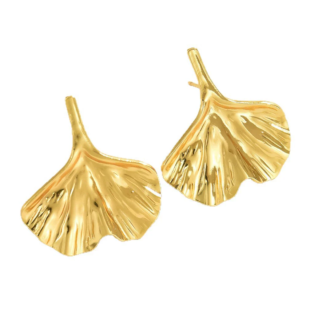 Wholesale Women's Light Luxury Stamped Stainless Steel Leaf Earrings - Image 5