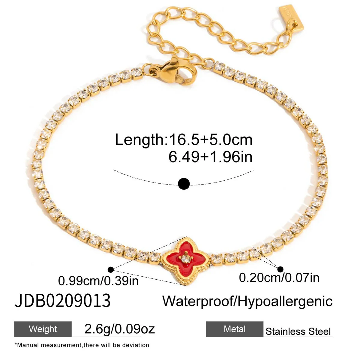 Wholesale Women's Light Luxury Style Electroplated Stainless Steel Flowershaped Drill Chain Bracelet Jewelry - Image 9