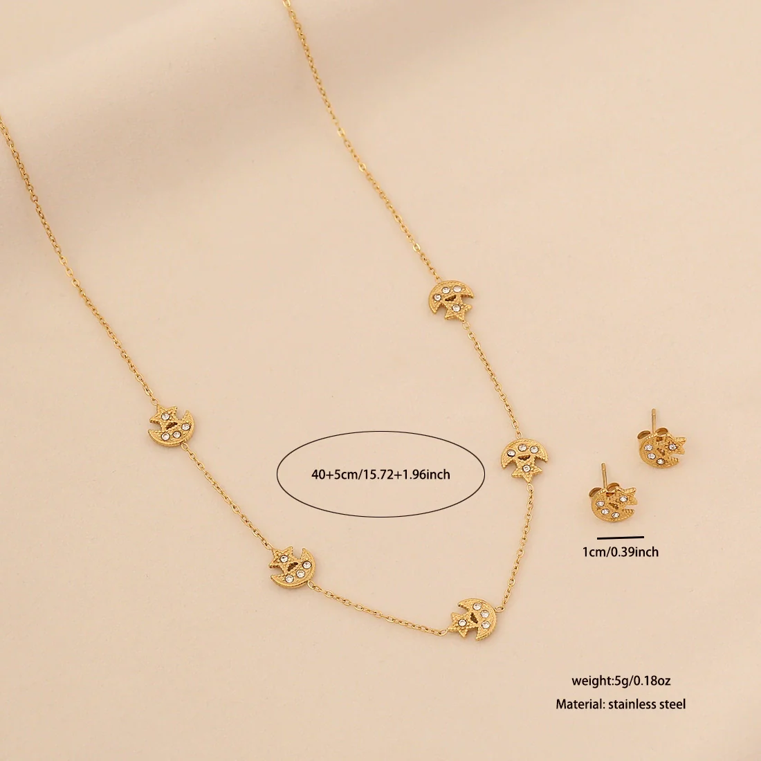 Wholesale Women's Light Luxury Style Flower Shape Real Gold Plated Stainless Steel Necklace Set - Image 12