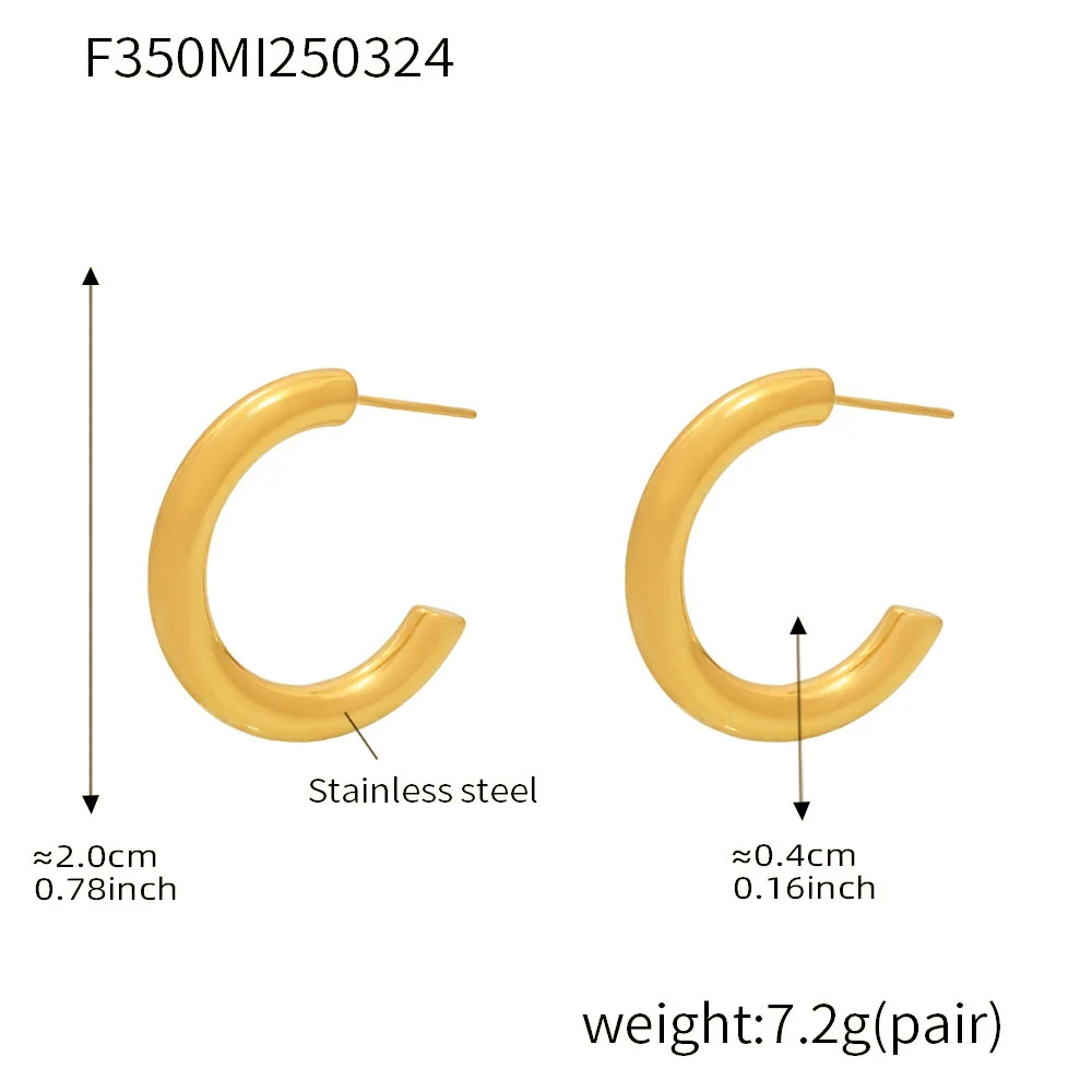 Wholesale Women's Light Luxury Style Geometric Ushaped Cshaped Stainless Steel Electroplated Earrings - Image 6