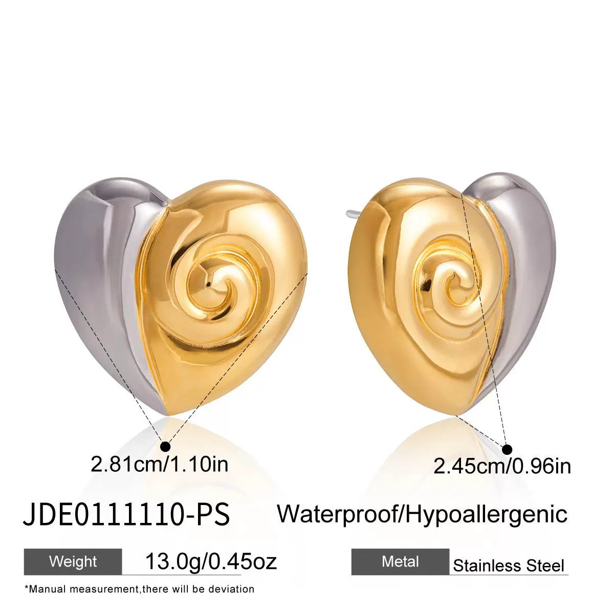 Wholesale Women's Lovethemed Titanium Steel And Stainless Steel Jewelry Set With Heart Drop Bell Patterns Electroplated - Image 7