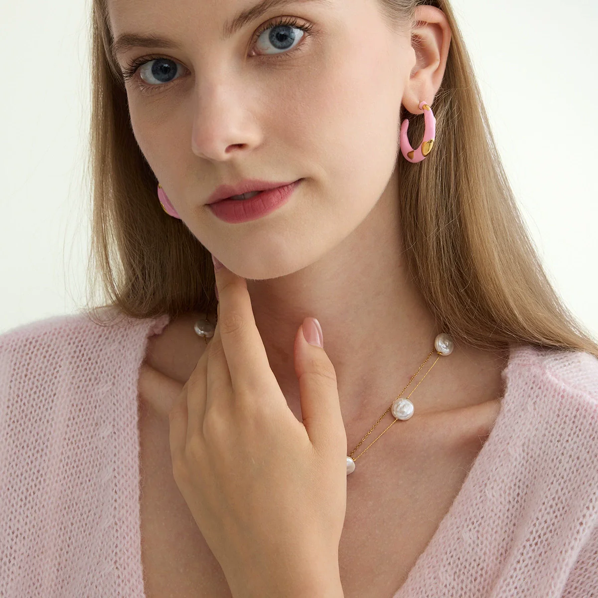 Wholesale Women's Luxury Highend Minimalist Geometric Cshaped Electroplated Stainless Steel Oil Drop Earrings - Image 3