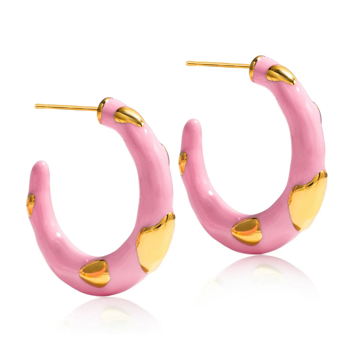 Wholesale Women's Luxury Highend Minimalist Geometric Cshaped Electroplated Stainless Steel Oil Drop Earrings - Image 5