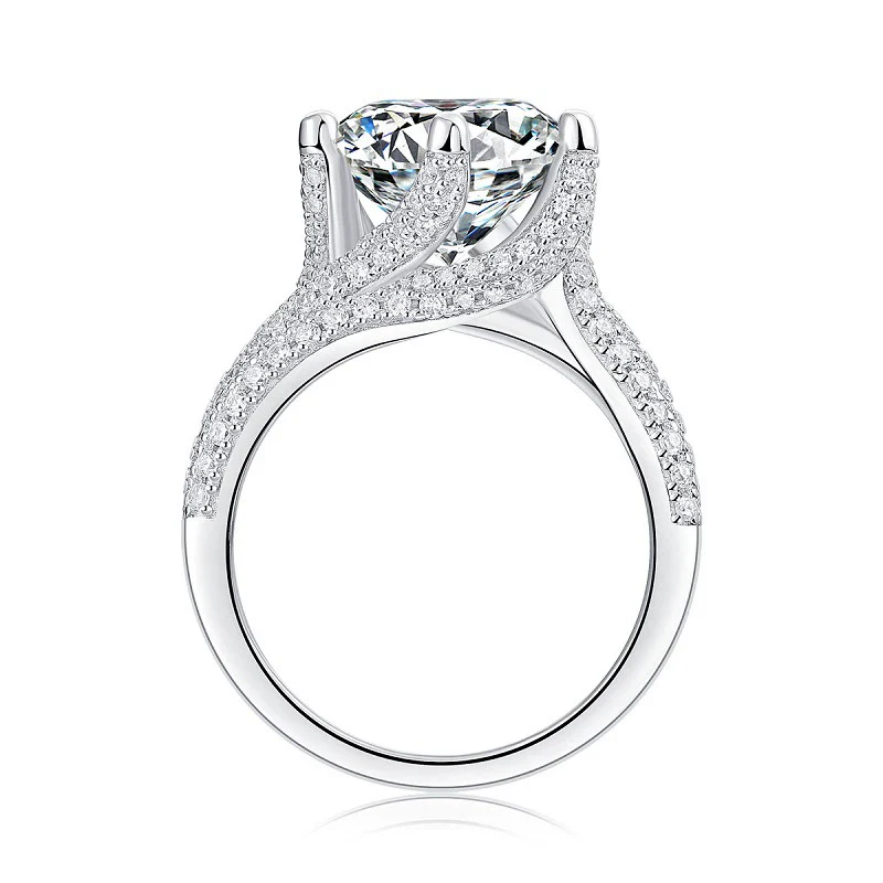 Wholesale Women's Luxury Moissanite Engagement Ring 925 Silver Electroplated Geometric Style - Image 3