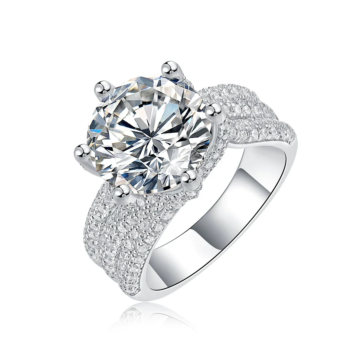 Wholesale Women's Luxury Moissanite Engagement Ring 925 Silver Electroplated Geometric Style - Image 4