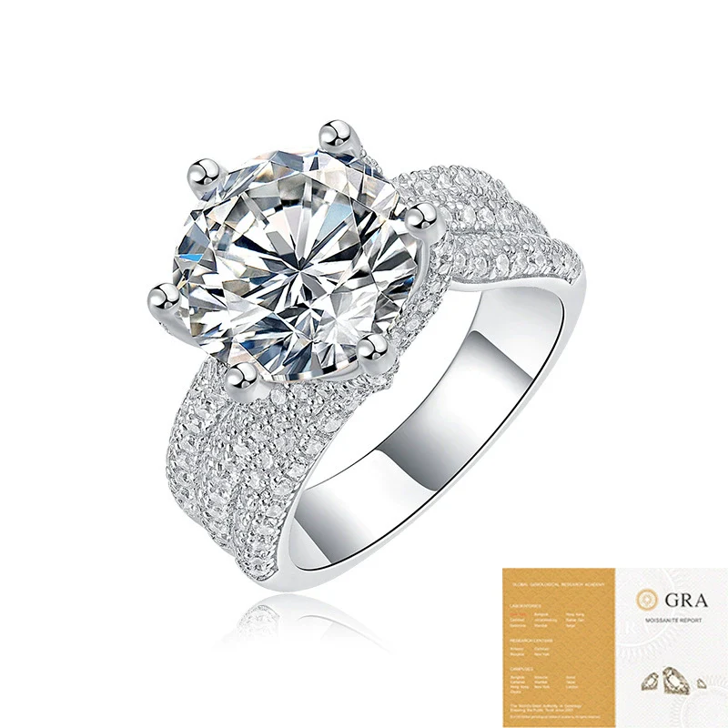 Wholesale Women's Luxury Moissanite Engagement Ring 925 Silver Electroplated Geometric Style - Image 5