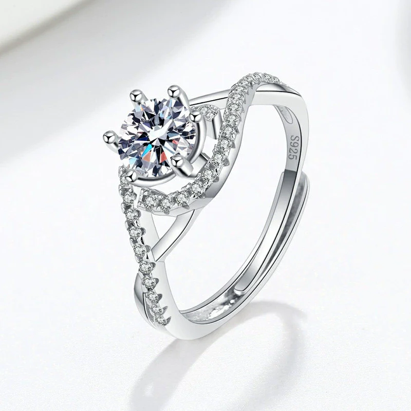 Wholesale Women's Luxury S925 Sterling Silver Microinlay Geometric Wedding Diamond Ring With Electroplating - Image 5