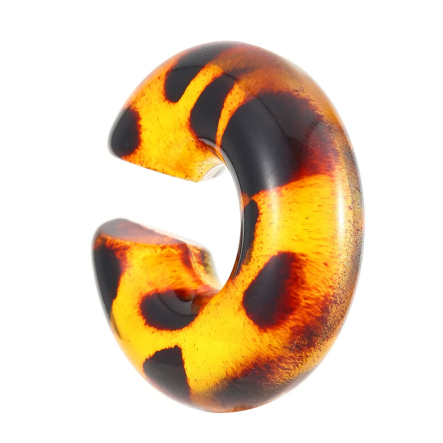 Wholesale Women's Maillard Style Geometric Leopardprint Resin Cshaped Electroplated Ear Clips - Image 5