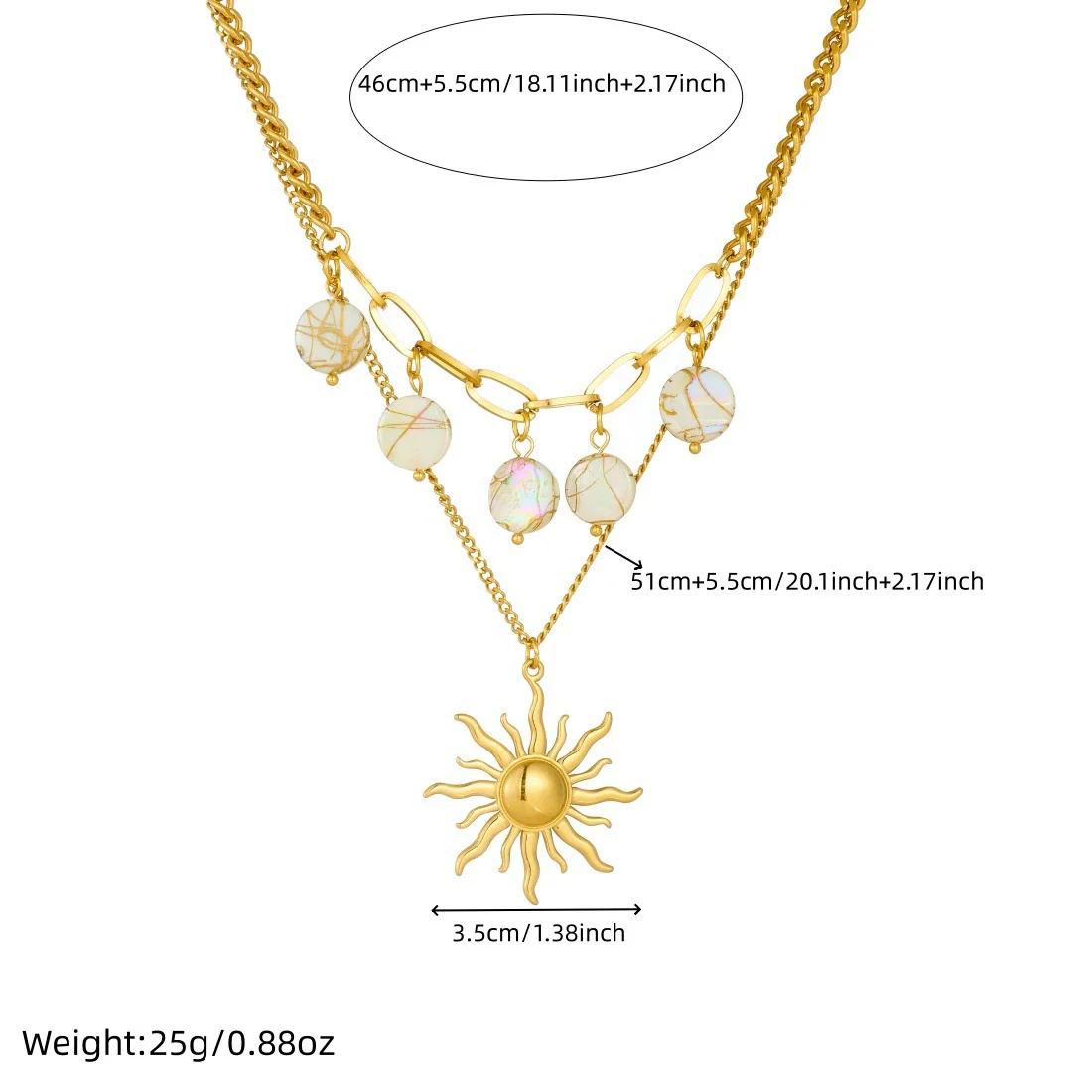 Wholesale Women's Medieval Minimalist Geometric Stainless Steel Goldplated Doublelayer Stacked Chain Necklace - Image 4