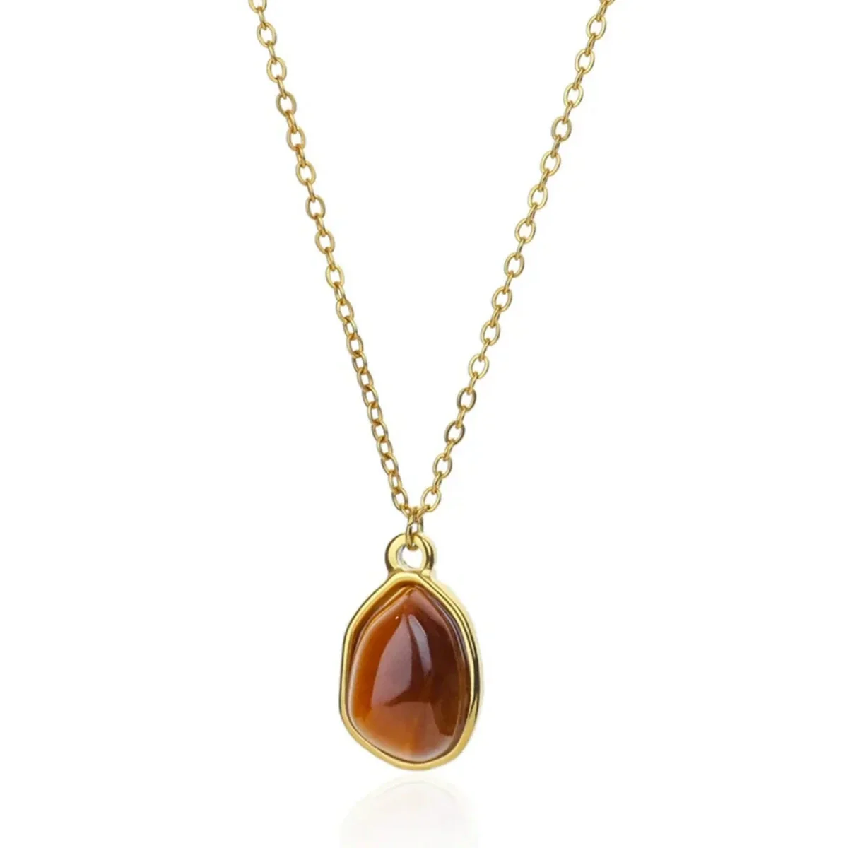Wholesale Women's Medieval Style Gold Plated Geometric Oval Tiger Eye Pendant Necklace With Rope Chain - Image 11