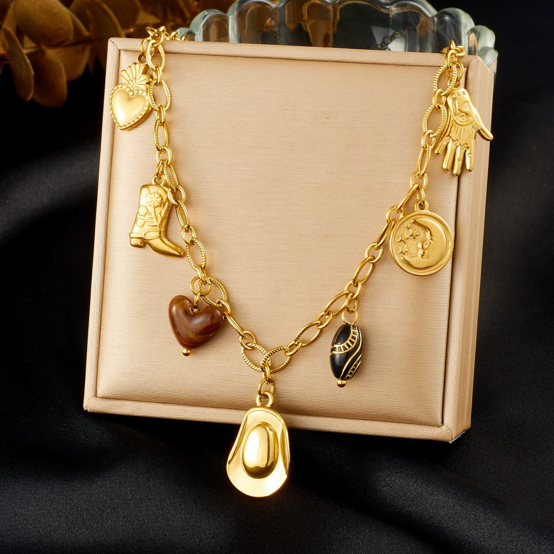 Wholesale Women's Medieval Style Gold Plated Stainless Steel Cross Cowboy Elements Pendant Necklace With Oshaped Chain - Image 6