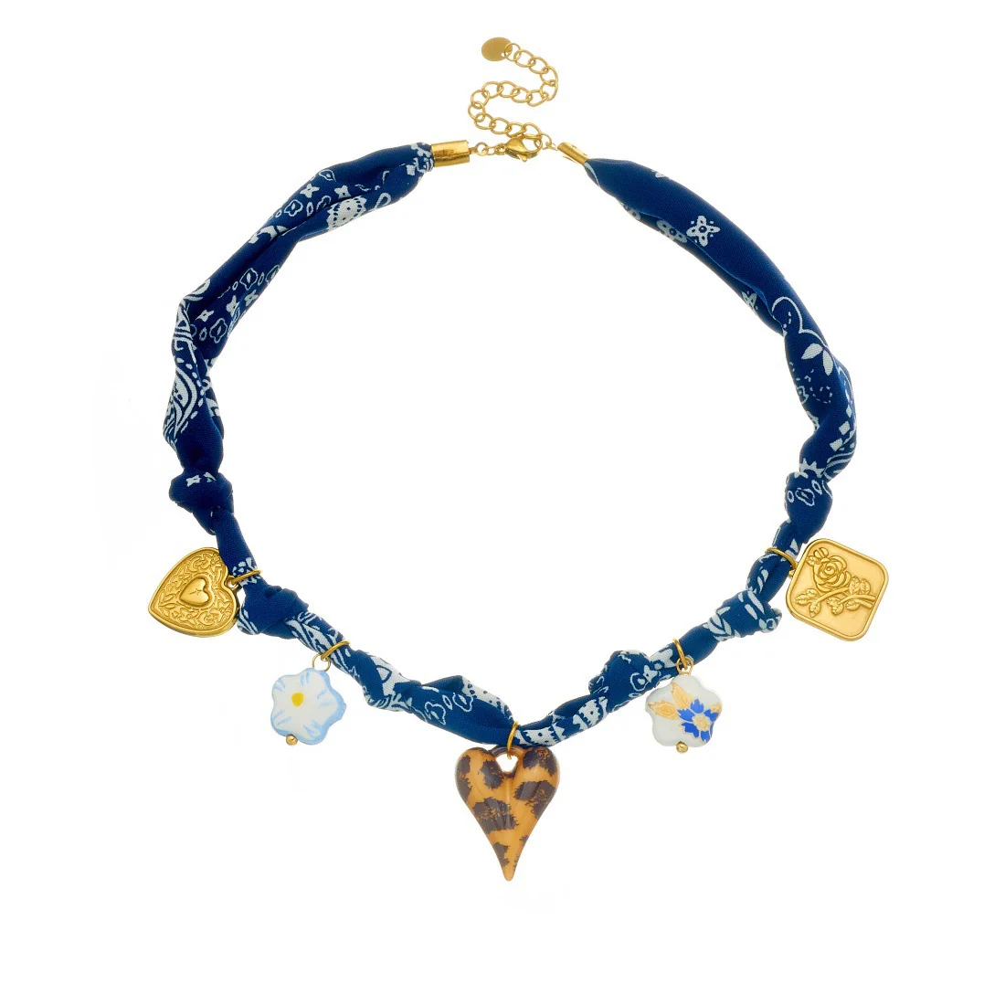 Wholesale Women's Medieval Style Heartshaped Leopard Print Stainless Steel Goldplated Pendant Rope Chain Necklace - Image 5