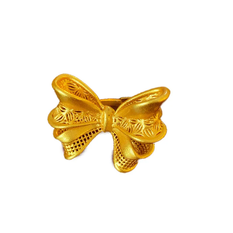 Wholesale Women's Metal Bow Open Ring With Electroplating Design - Image 5