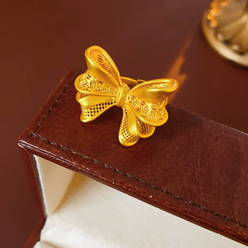 Wholesale Women's Metal Bow Open Ring With Electroplating Design - Image 6