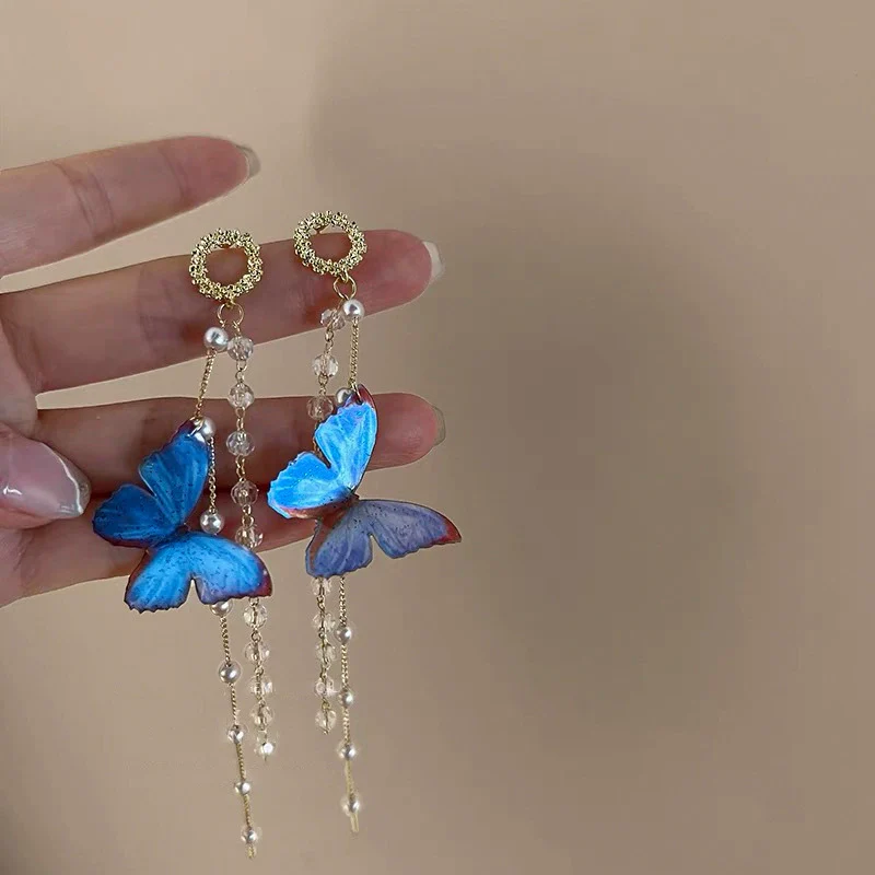 Wholesale Women's Metal Electroplated Bow Shape Pearl Tassel Earrings Light Luxury Style - Image 3