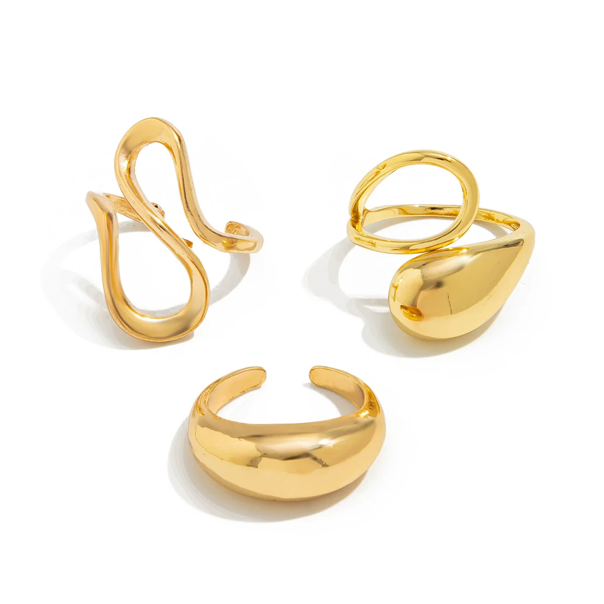 Wholesale Women's Metal Geometric Style Electroplated Irregular Opening Ring - Image 5