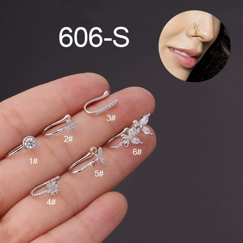 Wholesale Women's Metal Inlaid Zircon Butterfly Shape Clipon Nose Ring Electroplating Jewelry - Image 7