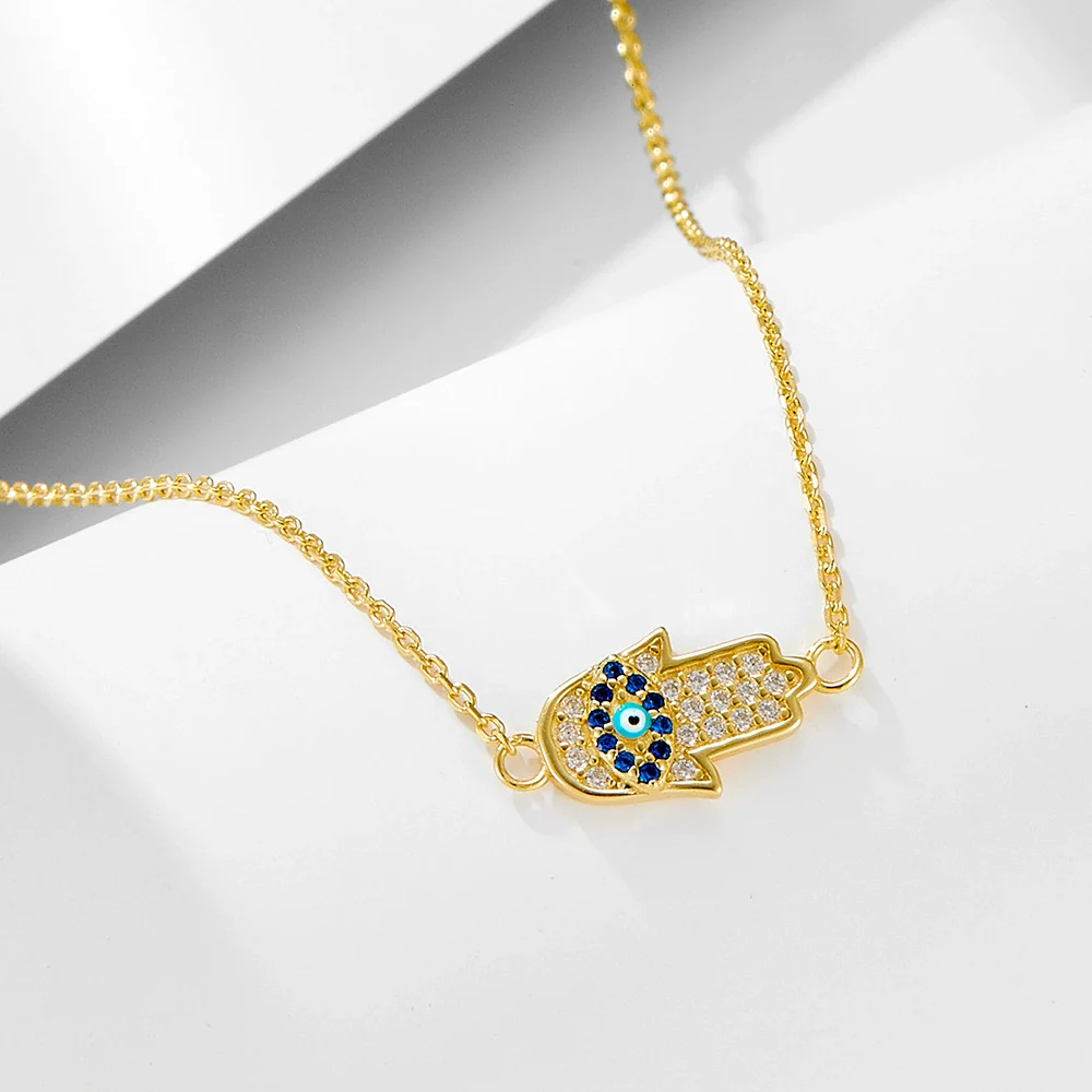 Wholesale Women's Micro Inlaid Zircon Devil's Eye Diamond Drop Pendant Sterling Silver 925 Silver Necklace With Cross Chain