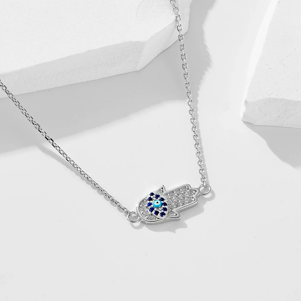Wholesale Women's Micro Inlaid Zircon Devil's Eye Diamond Drop Pendant Sterling Silver 925 Silver Necklace With Cross Chain - Image 2