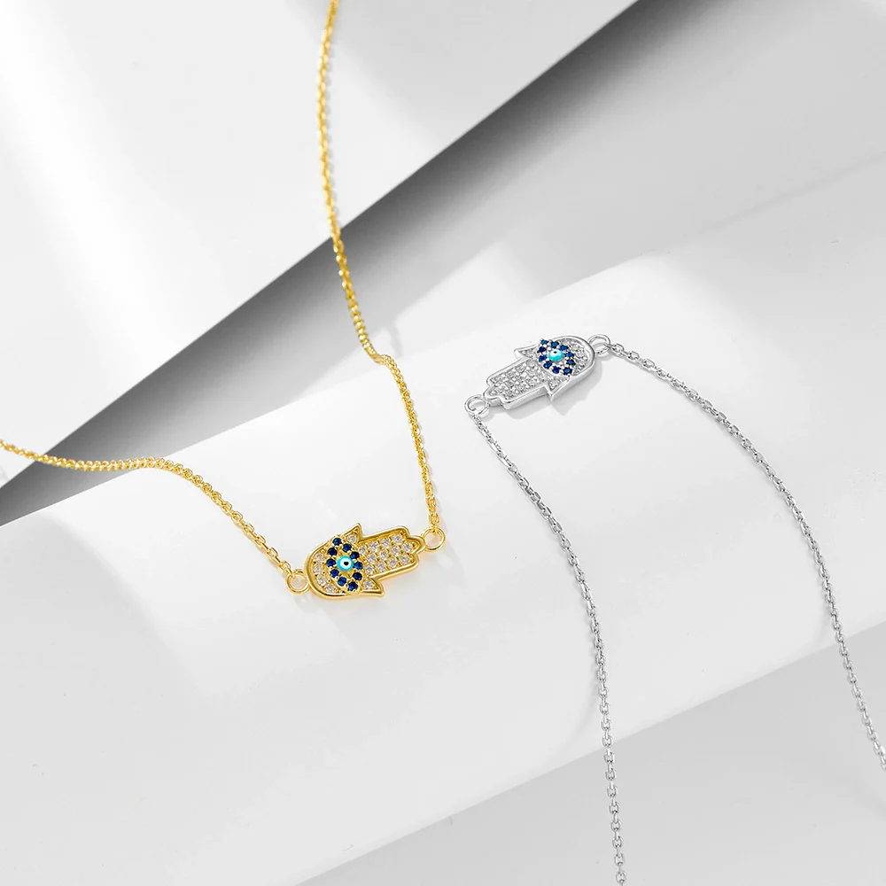 Wholesale Women's Micro Inlaid Zircon Devil's Eye Diamond Drop Pendant Sterling Silver 925 Silver Necklace With Cross Chain - Image 3