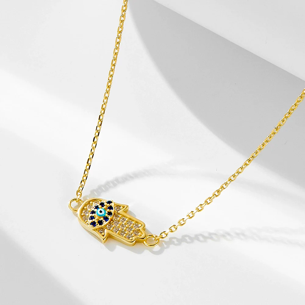 Wholesale Women's Micro Inlaid Zircon Devil's Eye Diamond Drop Pendant Sterling Silver 925 Silver Necklace With Cross Chain - Image 6