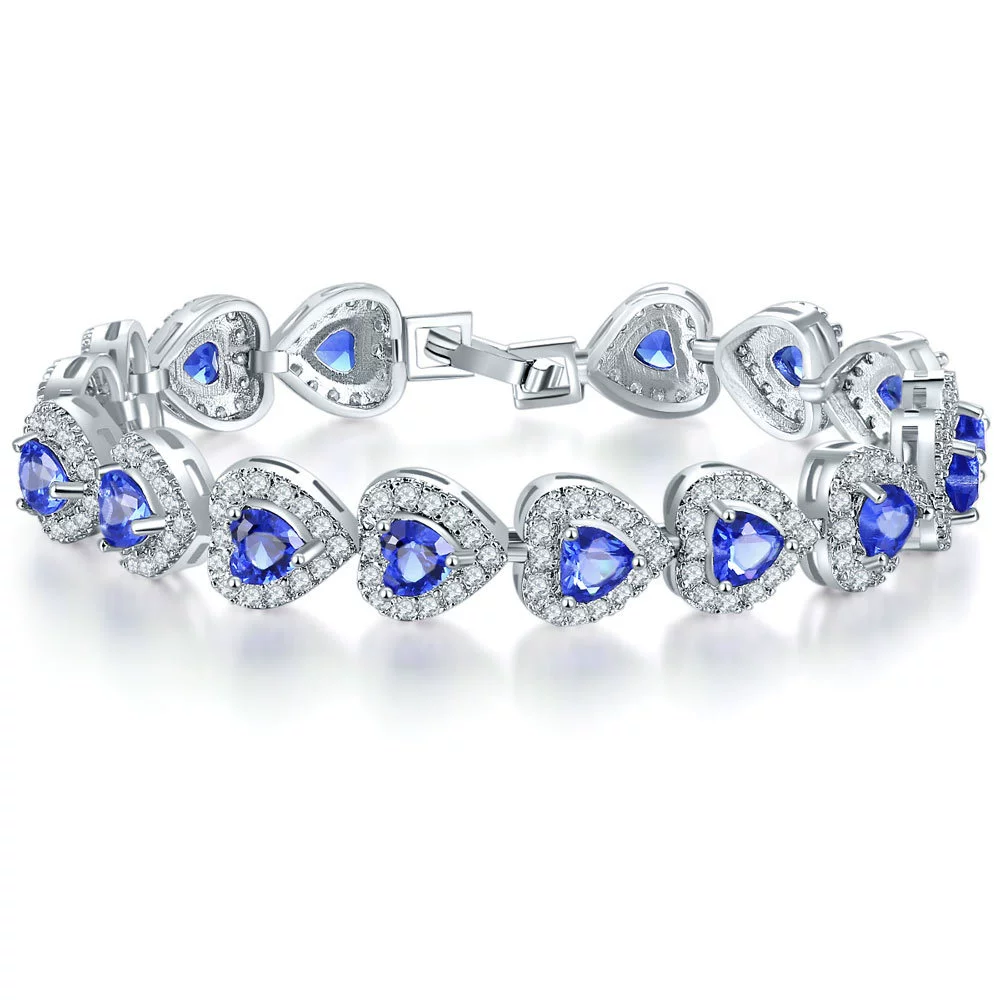 Wholesale Women's Microinlaid Copper Goldplated Zircon Heart Bracelet - Image 7