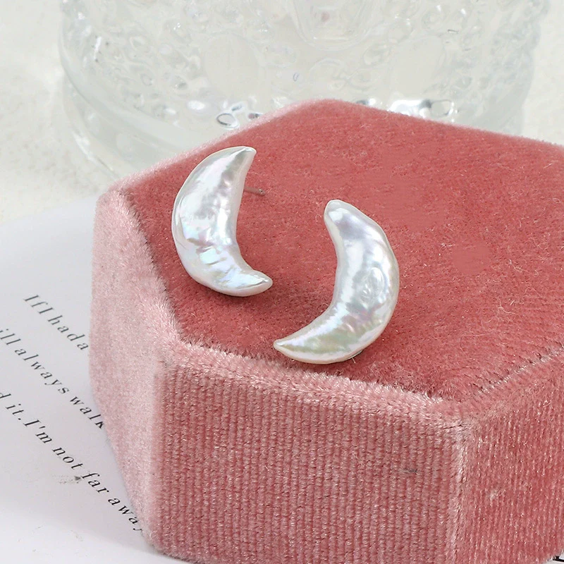Wholesale Women's Minimalist Freshwater Pearl Earrings In Special Shape 925 Sterling Silver Star Series - Image 2