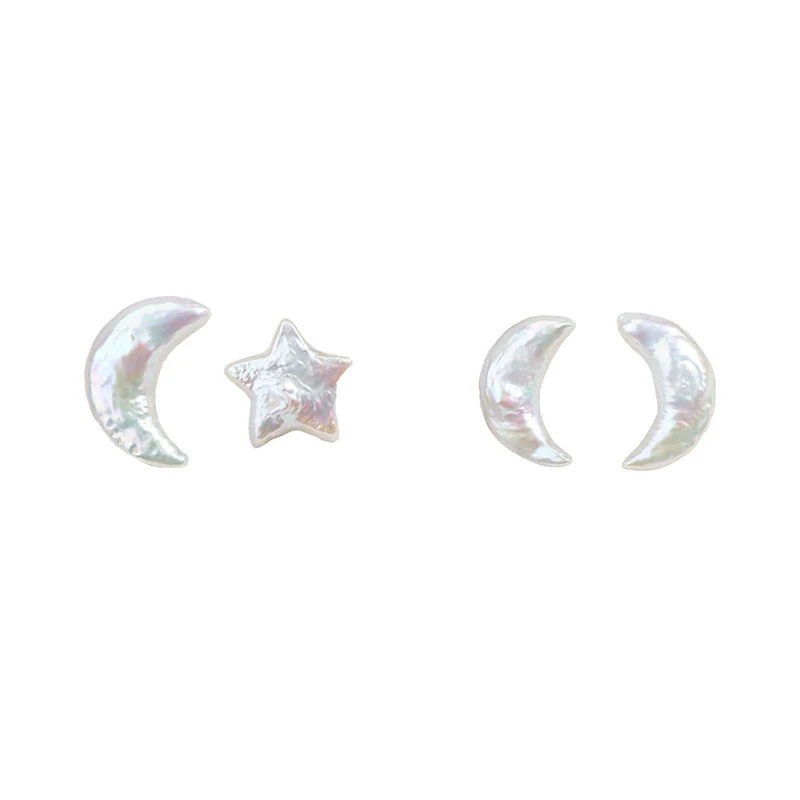 Wholesale Women's Minimalist Freshwater Pearl Earrings In Special Shape 925 Sterling Silver Star Series - Image 5