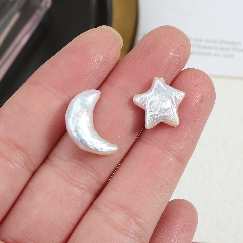 Wholesale Women's Minimalist Freshwater Pearl Earrings In Special Shape 925 Sterling Silver Star Series - Image 6