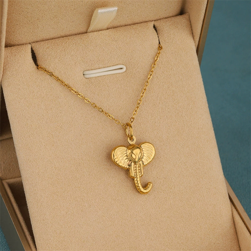 Wholesale Women's Minimalist Geometric 18K Gold Electroplated Stainless Steel Elephant Pendant Cross Chain Necklace - Image 4