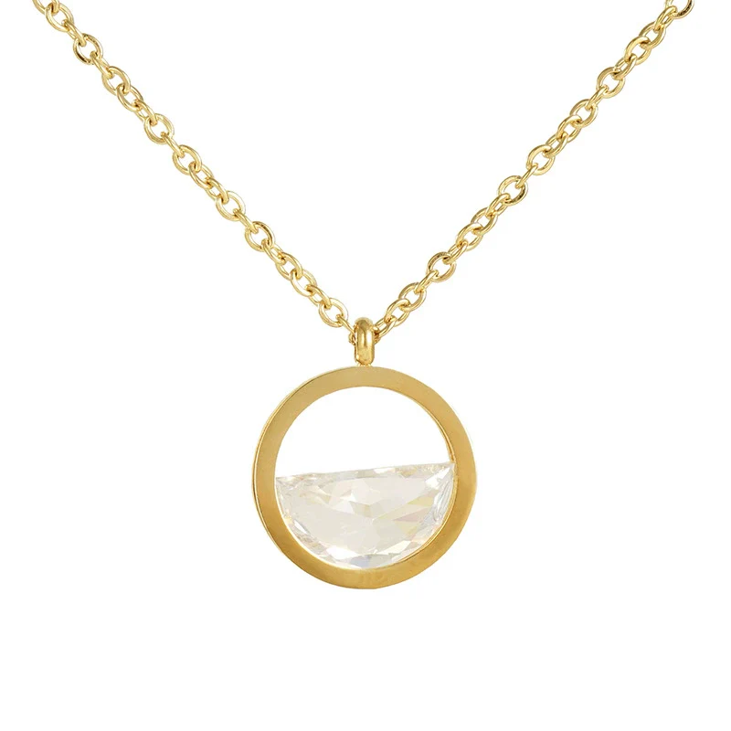Wholesale Women's Minimalist Geometric Hollow Pendant 316L Stainless Steel 316L Stainless Steel Necklace With Electroplating And Cross Chain - Image 5